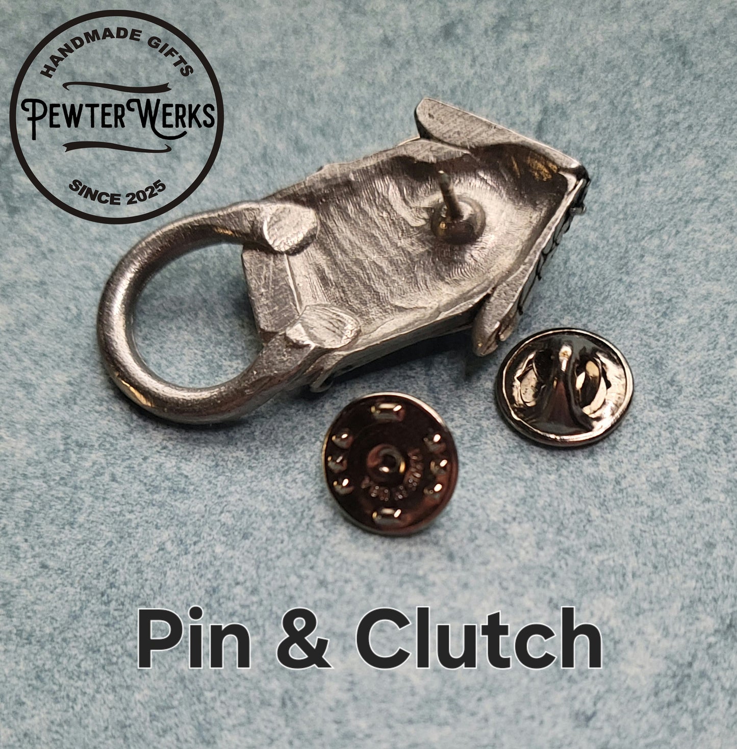 Handmade Pewter Eyeglass / ID Badge Holder Pin 'Butterfly' Gift Bag Included